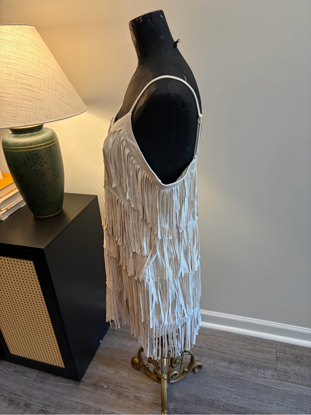 Idyllwind Brixworth Country Cowgirl Faux Suede Fringe Cream Mini Dress Medium - Picture 4 of 14